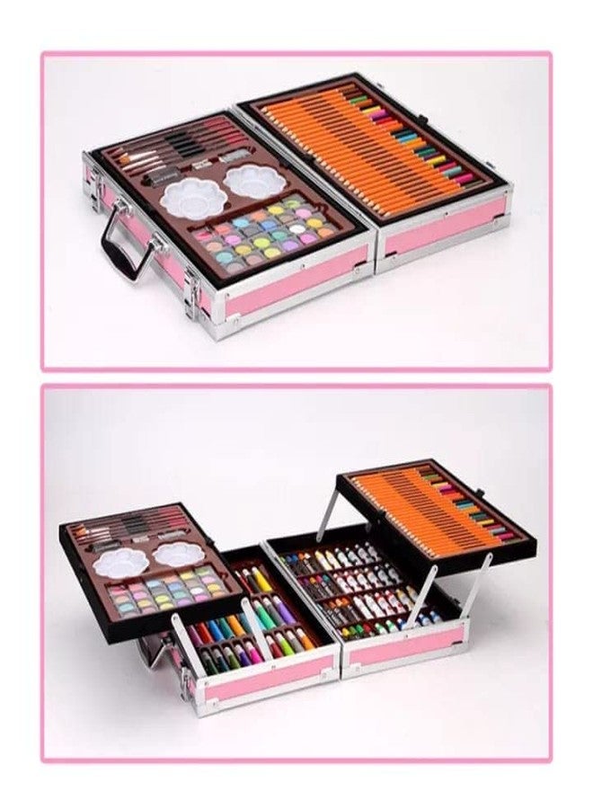 4AJ BAZAAR Unicorn Print Pink Color 145 PCS Art Supplies, Drawing Art Kit for Kids Adults Art Set with Double Sided Trifold Easel, Oil Pastels [Color AS per Stock] - Image 3